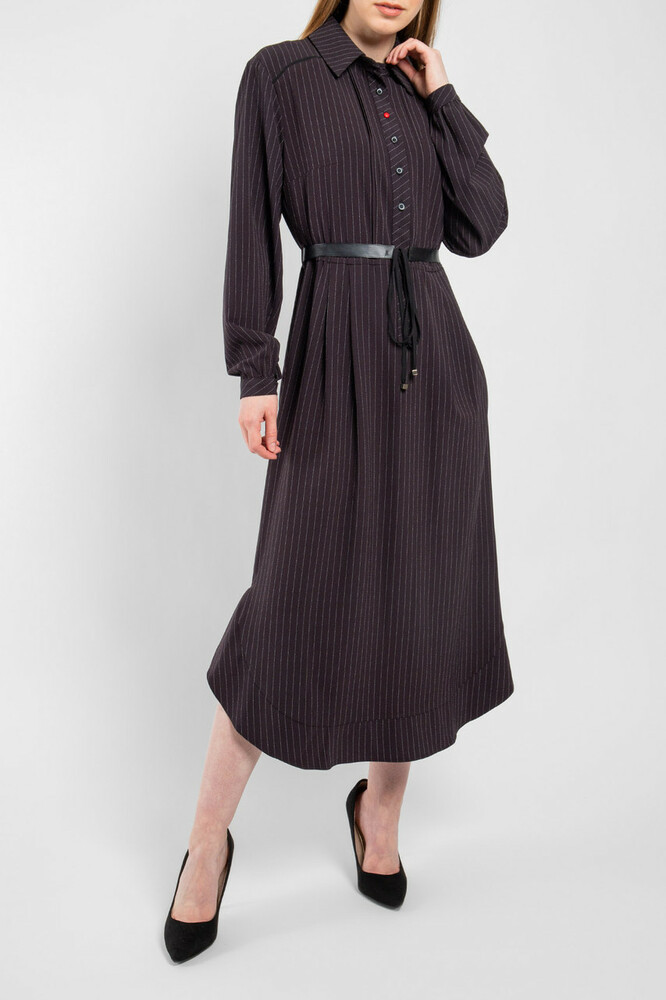 Сукня жіноча міді чорна в полоску дизайнерська "Флірт" Modna KAZKA MKPR7741-2, фото 1