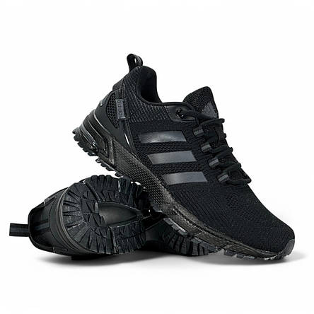Чоловічі літні кросівки Adidas текстильні з сіткою чорні весняні, фото 1