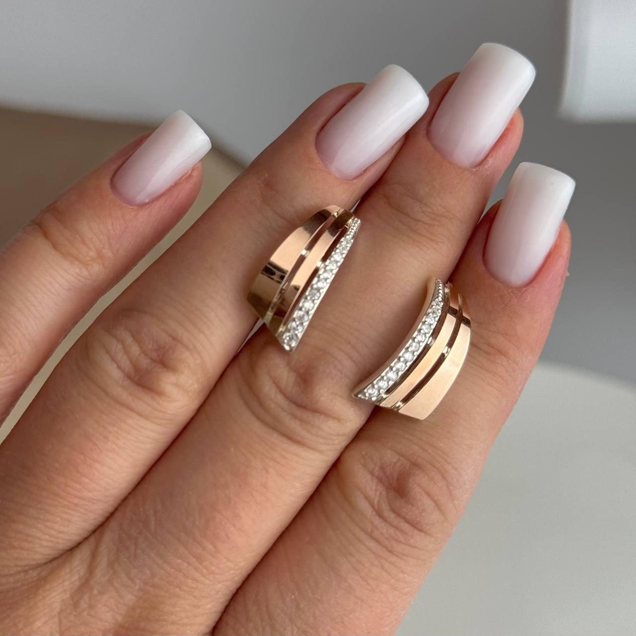 Срібні сережки з золотими вставками, фото 1