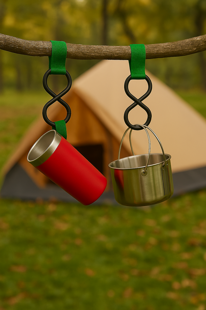 Універсальний знімний гачок з липучкою зелений 1 штука - для сумок, пакетів, кемпінгу або візка, фото 1