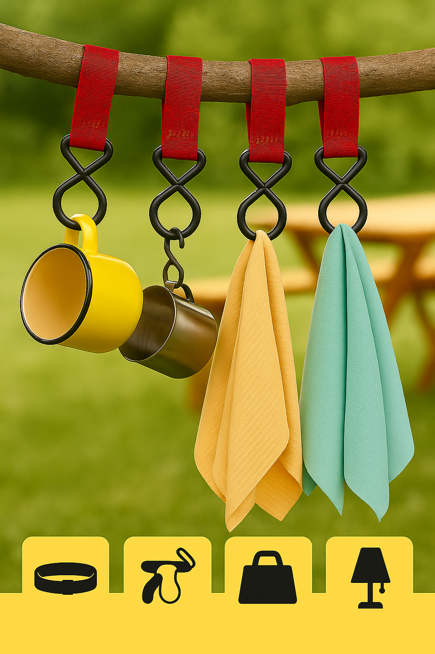 Універсальний знімний гачок з липучкою червоний 1 штука - для сумок, пакетів, кемпінгу або візка, фото 1