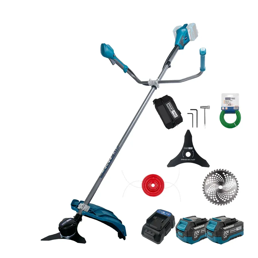 Потужна акумуляторна коса PROFI-TEC PGT4540 POWERLine : з АКБ 2шт-20V 4.0 Ah+ЗП (007039), фото 1
