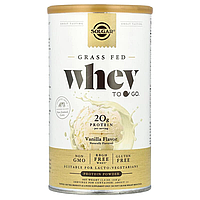 Сироватковий протеїн, Grass Fed Whey To Go Solgar, порошок, смак ванілі, 338 г