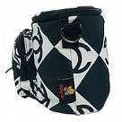 Сумка на коляску Baby Go з водовідштовхувальним покриттям та карабінами (чорна з білим 30×18×13 см), фото 5