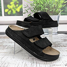 Шльопанці чоловічі Serra чорні на липучках 3928-2