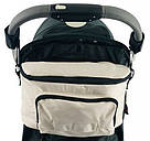 Сумка на коляску Baby Go з водовідштовхувальним покриттям та карабінами (бежева 30×18×13 см), фото 5