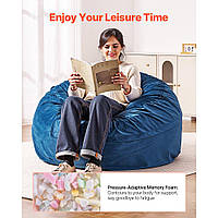 VEVOR Bean Bag Seat Cushion Bean Bag with Removable Cover Blue Adults Round