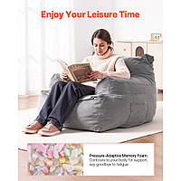 VEVOR Bean Bag Seat Cushion Sofa Крісло з підлокітниками для дорослих Plush Grey