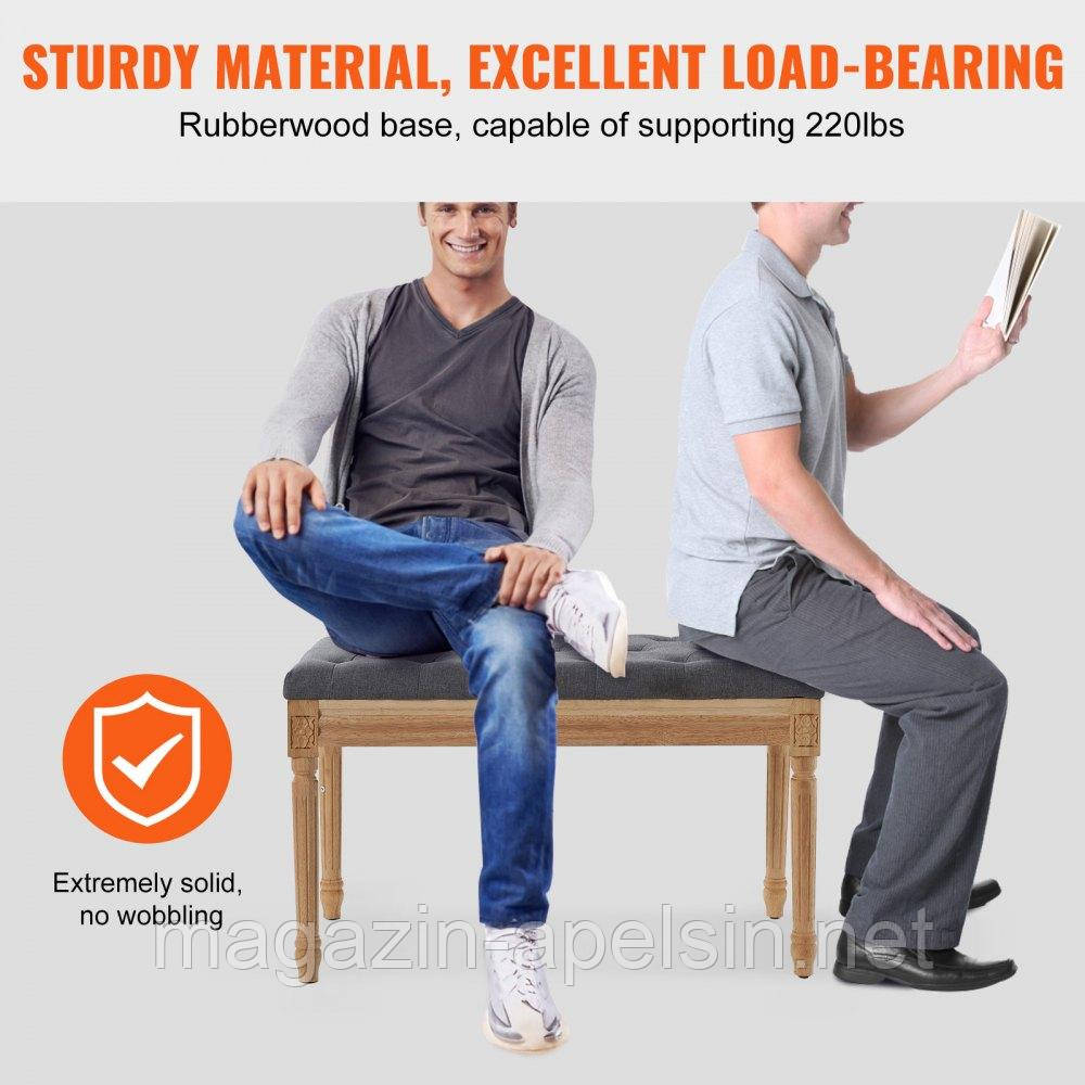 VEVOR 16 М'яка лавка Пуф для передпокою Їдальня Спальня Сірий