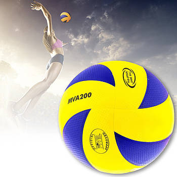 М'яч волейбольний розмір 5 із синтетичної шкіри Mikasa MV200W Жовто-Синій