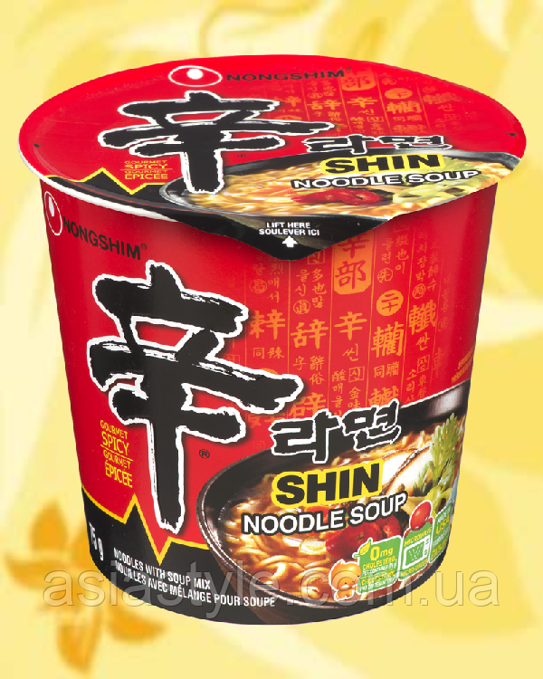Локшина Shin Ramyun Cup, Лапша Shin Ramyun Cup, Shin Ramyun Cup Noodle Soup, Nongshim, 68г – Південна Корея,ВО