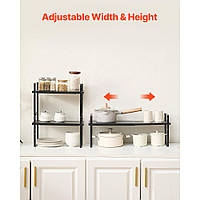 VEVOR 2-Tier Spice Rack Cabinet Organizer Countertop Shelf Storage Rack Black