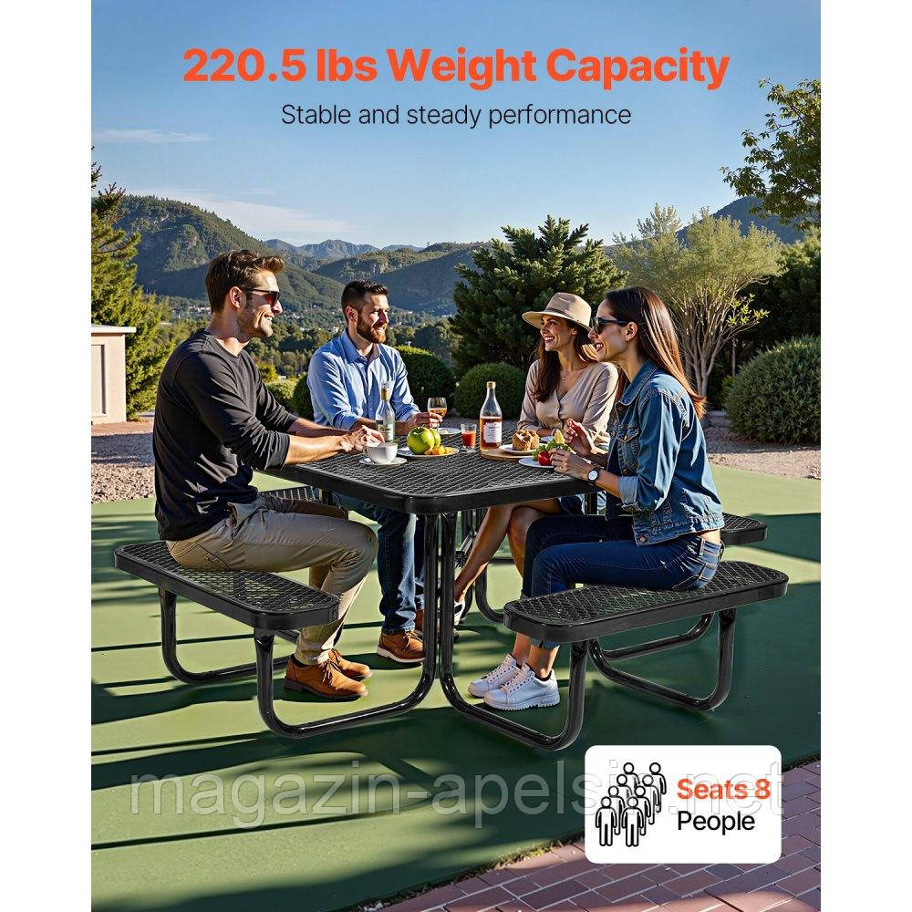 VEVOR Стіл для пікніка. Водонепроникний. Меблі для їдальні. Сталевий стіл. Кемпінгова площа