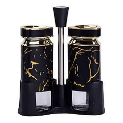 Набір для спецій на підставці солонка і перечниця по 120 мл Чорний HP-1353