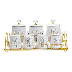 Набір для спецій 4 шт по 250 мл і 3 шт по 550 мл на металевій підставці HP1216