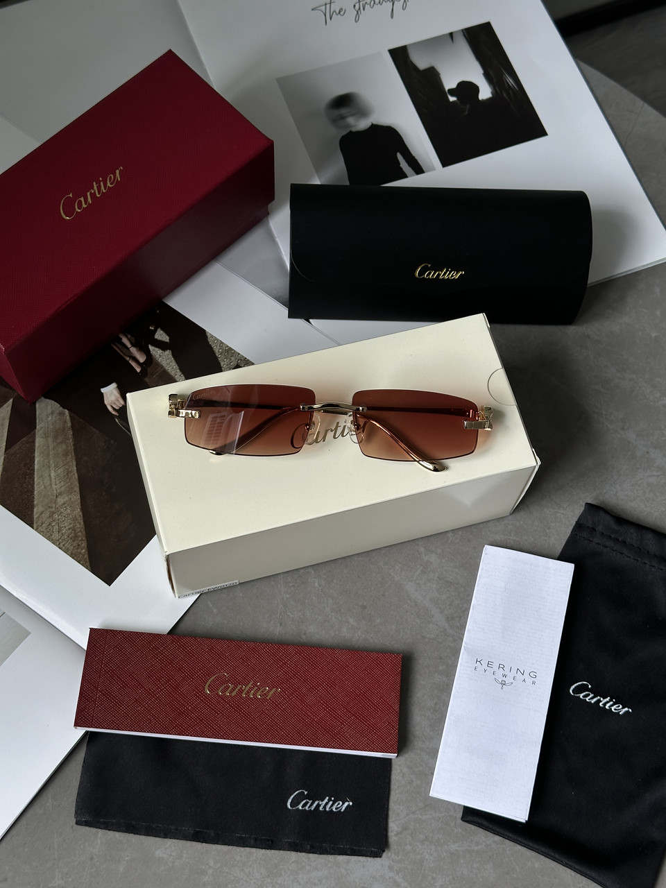Жіночі брендові окуляри Cartier Panthère Brown/Gold CT0505S 56/18/135 56/18/135 люкс якість