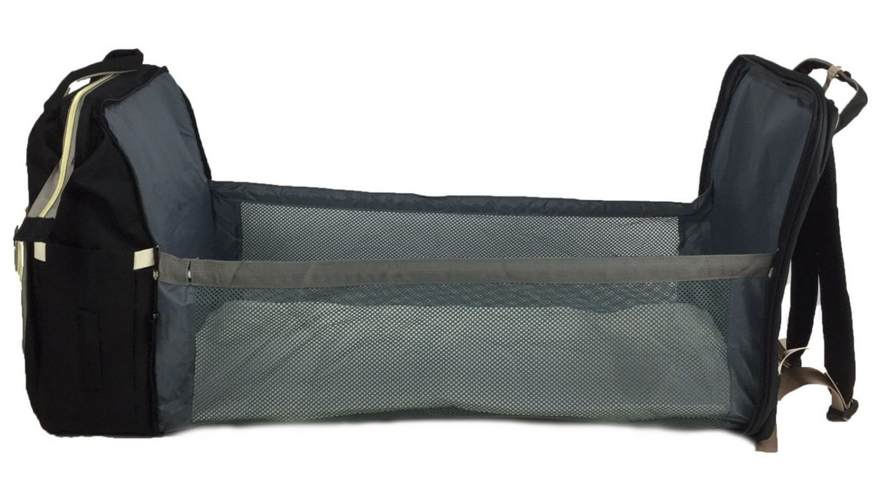 Рюкзак-манеж для мам водовідштовхувальний Чорний з пеленальним місцем 70х32 см, фото 1