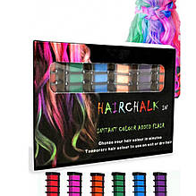 Набір крейди для волосся 6 шт. Hair chalk Різнобарвні барвники гребінець для дітей і дорослих YU227