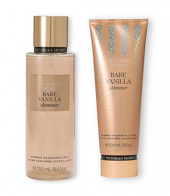 Парфумований набір з шиммером Bare Vanilla Shimmer Victoria’s Secret, міст спрей та лосьйон