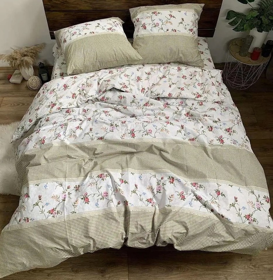 Євро комплект з простирадлом на резинці 160х200х20, принт: Сюзанна