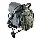 Сумка-рюкзак для мами Сіра 3 в 1 + сумка+USB+карабіни+пеленальний матрацик Baby GO, фото 8