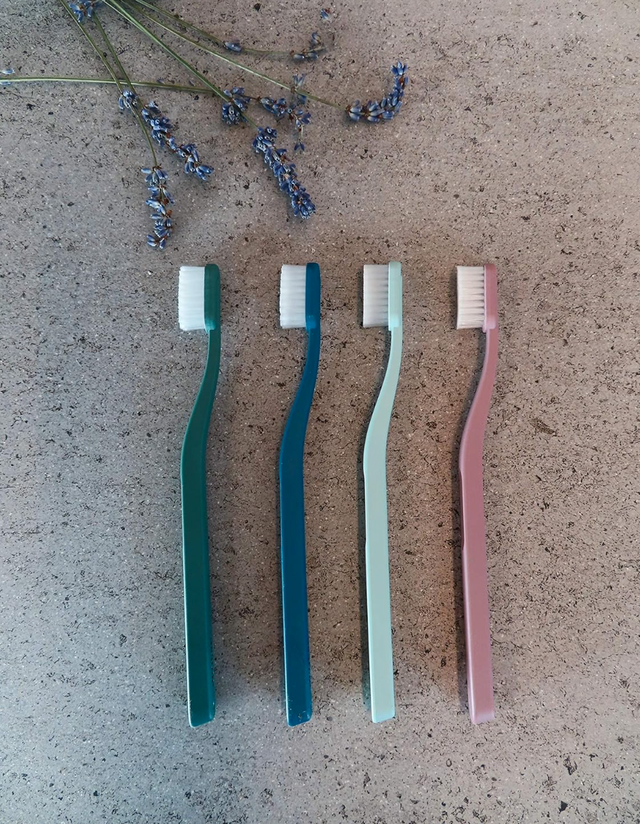 Jordan Green Clean Manual Toothbrush - Sustainable, Eco-Friendly Scandinavian Design, Soft Bristles, Mixed Colors, 4 Units