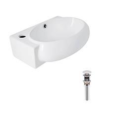 Комплект Qtap Leo: Раковина підвісна овальна ліва 430x285x160 мм White + Донний клапан PU02O