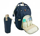 Сумка-рюкзак для мами Синій 2 в 1 + термосумка+USB+карабіни Baby GO, фото 4