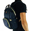 Сумка-рюкзак для мами Синій 2 в 1 + термосумка+USB+карабіни Baby GO, фото 9