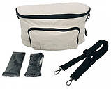 Сумка на коляску Adamex з водовідштовхувальним покриттям та карабінами (бежева, 30×18×13 см).solve, фото 2