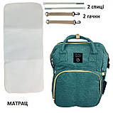 Рюкзак-манеж для мам водовідштовхувальний Зелений з пеленальним місцем 70х32 см.solve, фото 4