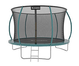 Батут із внутрішньою захисною сіткою 252 см Leobro Premium Pro чорний/бірюза