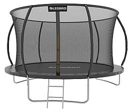 Батут великий із внутрішньою захисною сіткою 312 см Leobro Premium Pro чорний