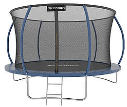 Батут великий із внутрішньою захисною сіткою 312 см Leobro Premium Pro чорний/синій