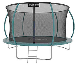 Батут великий із внутрішньою захисною сіткою 312 см Leobro Premium Pro чорний/бірюзовий