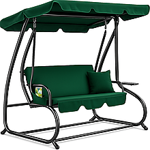 Велика гойдалка з подушками Leobro Luxury до 300 кг зелений, качеля садова посилена