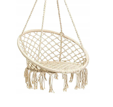 Крісло гойдалка 110 см плетена FunFit молочний