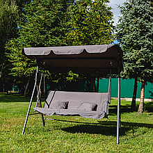 Гойдалка садова Leobro до 200кг з подушками, сірий колір