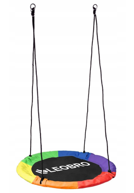 Гойдалка дитяча кругла Leobro 100см різнокольорова, садова качеля гніздо, фото 1