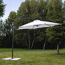 Садова парасолька Leobro з боковим подовжувачем та LED освітленням, білий