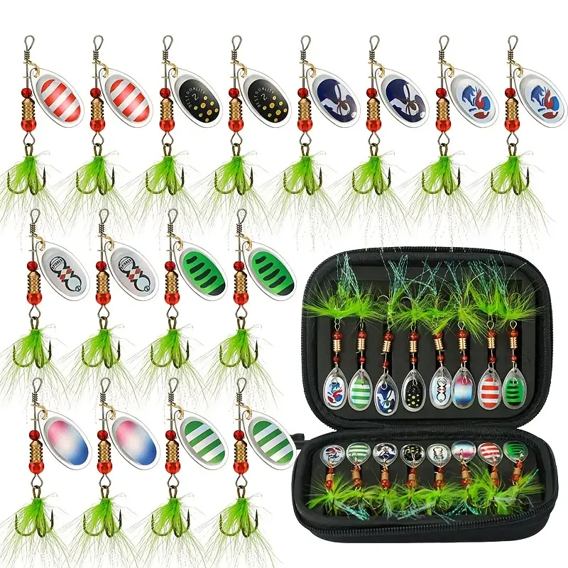 16 вертушок з оперенням у чохлі на блискавці — для щуки та окуня., фото 1