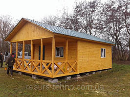 Каркасний дачний будинок 6 м х 6 м.Фальшбрус із терассою