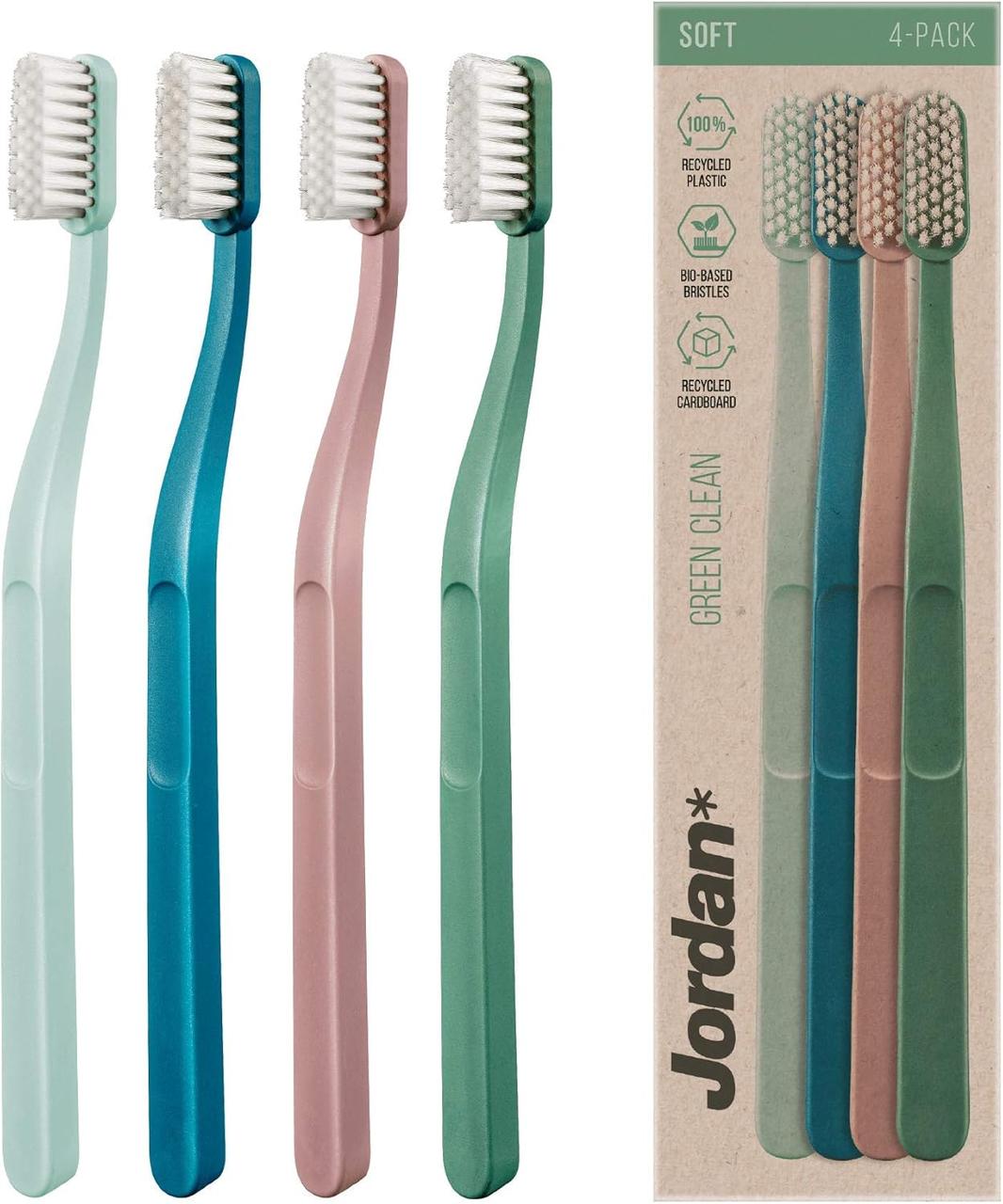 Набір м'яких зубних щіток Jordan Green Clean Manual Toothbrush Soft 4 шт