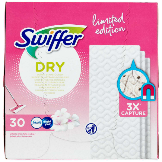 Змінні сухі серветки для швабри Swiffer dry Limited Pink Edition, 30 шт, фото 1