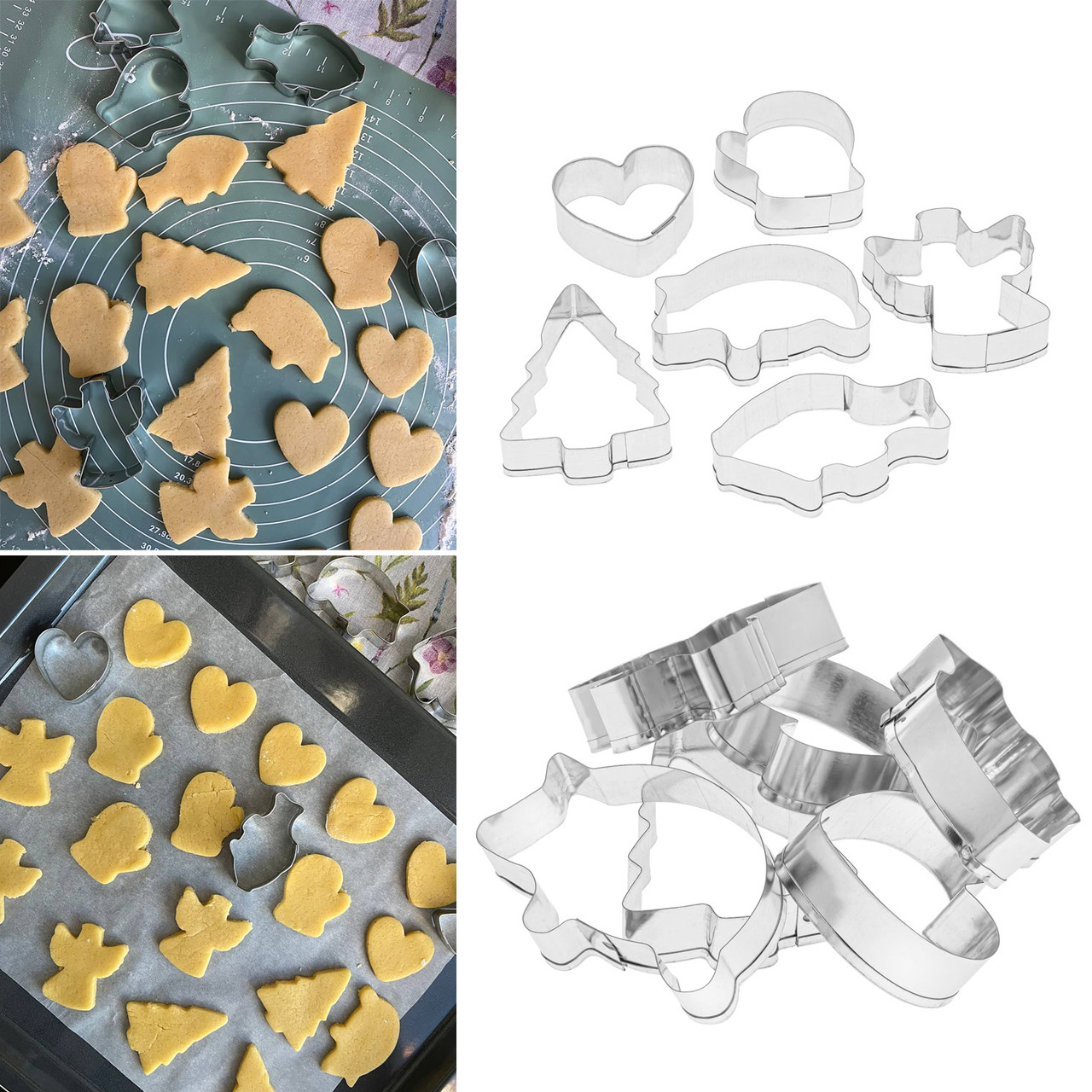 Набір металевих форм для вирізання висічки вирубки печива 6 шт. (янголятко, ялинка, рибка, сердечко)