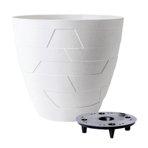Вазон Керамо зі вставкою 14,5*13см біла троянда бетон Алеана, фото 1