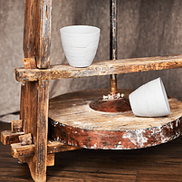 Вазон Керамо зі вставкою 14,5*13см біла троянда бетон Алеана, фото 2