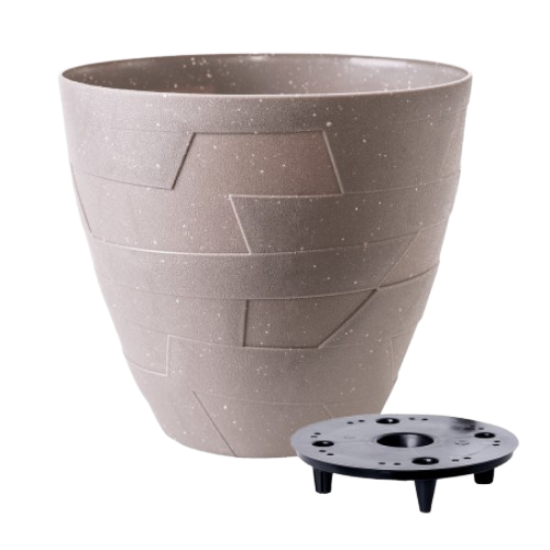 Вазон Керамо зі вставкою 24,5*22см капучіно бетон Алеана, фото 1