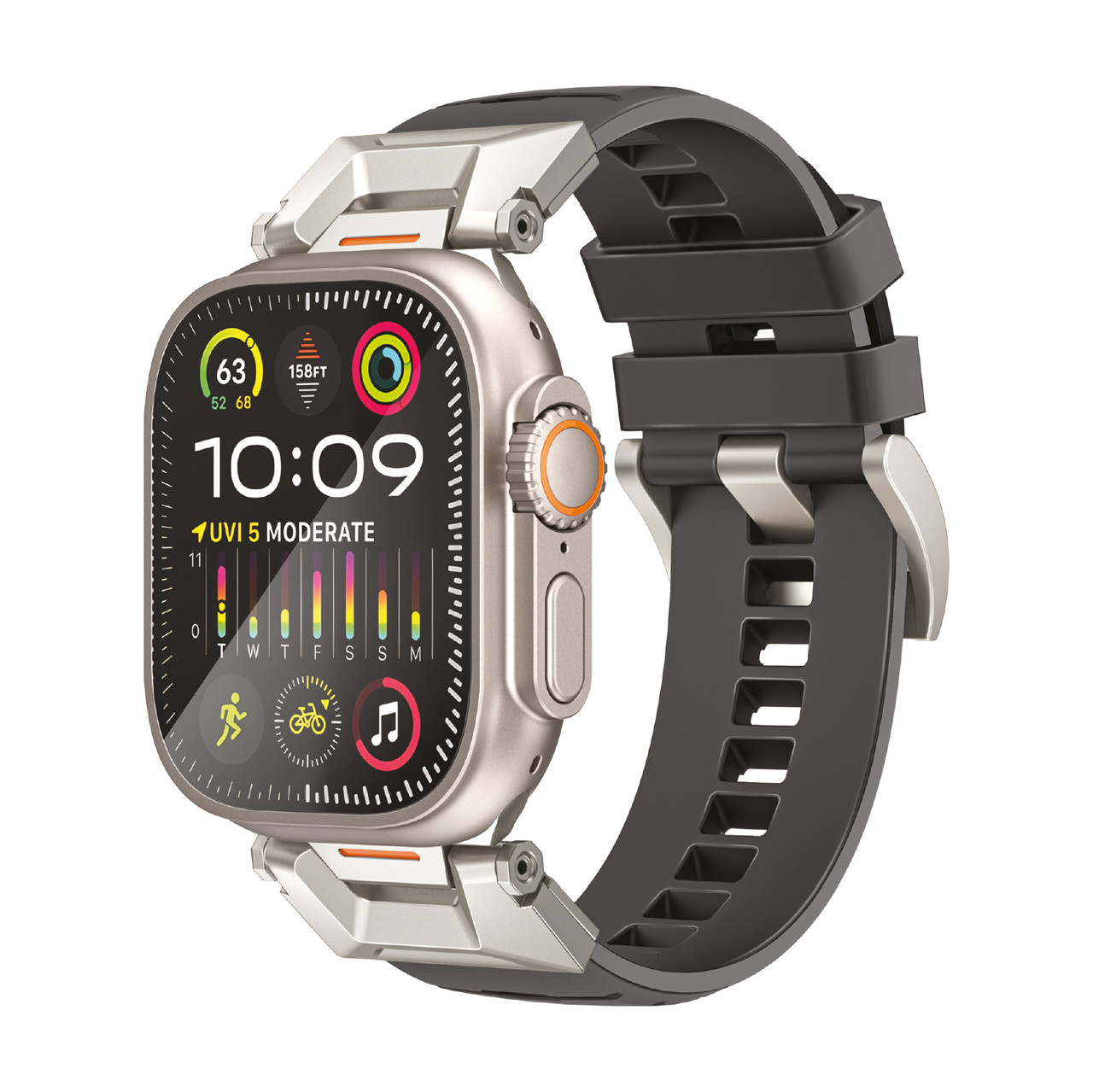 Силіконовий ремінець Promate SilicaBand-Pro для Apple Watch 42/44/45/49 мм, серії 1-9, SE, Ultra 1-2 Black (silicaband-pro.black)