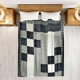 Плед полегшений із мікрофібри True Love Квадрати та смуги 200х220 см